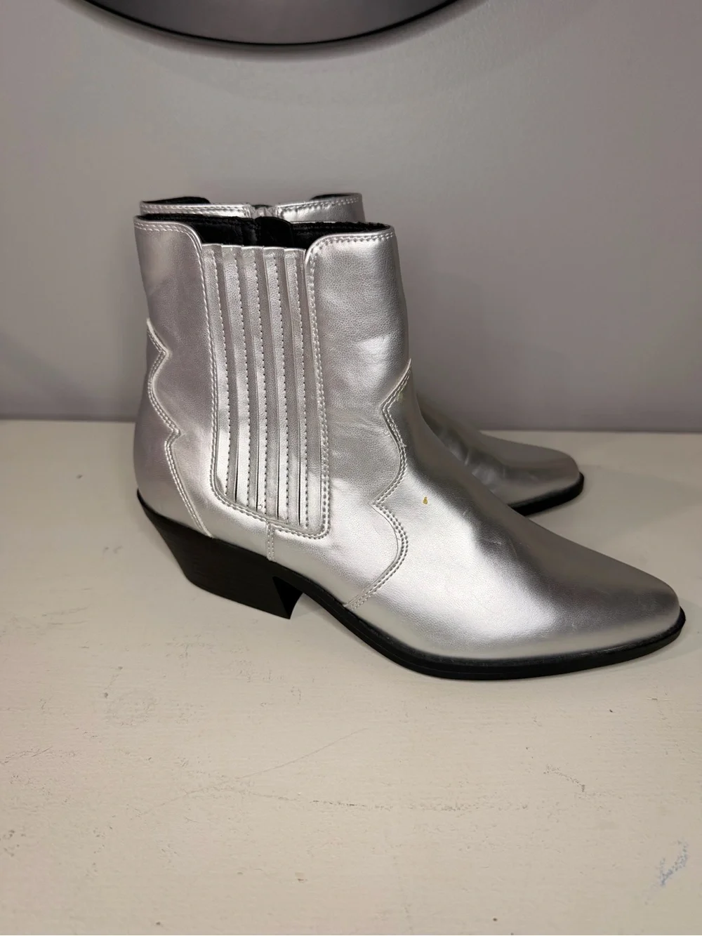 NOBO Silver Metallic Chelsea Ankle Boots